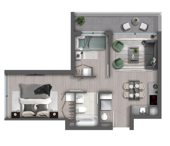 DEPTO 205B │ 2D 1B