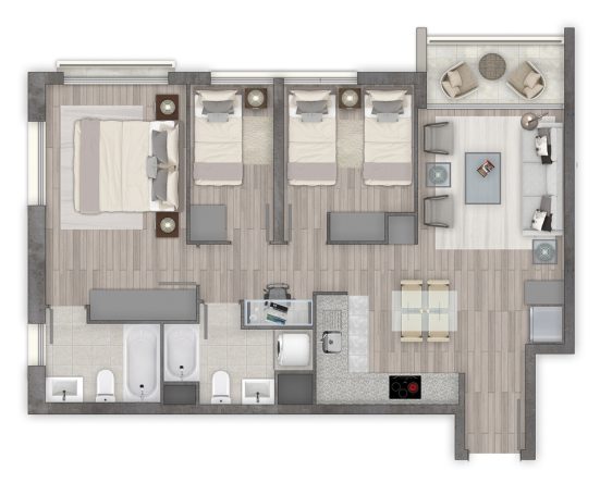 DEPTO 704B │ 3D 2B