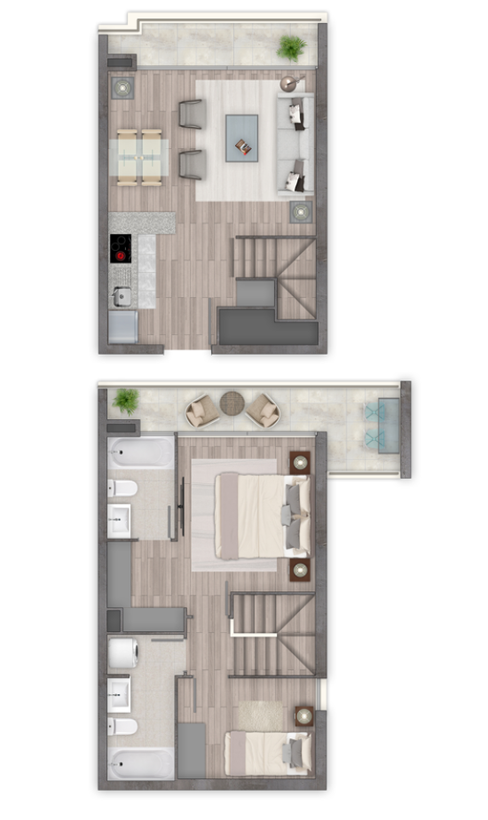 DEPTO 1305A │DUPLEX 2D 2B